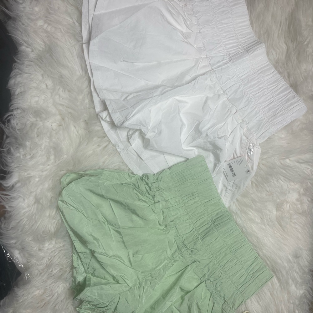 Women's White and Green Shorts